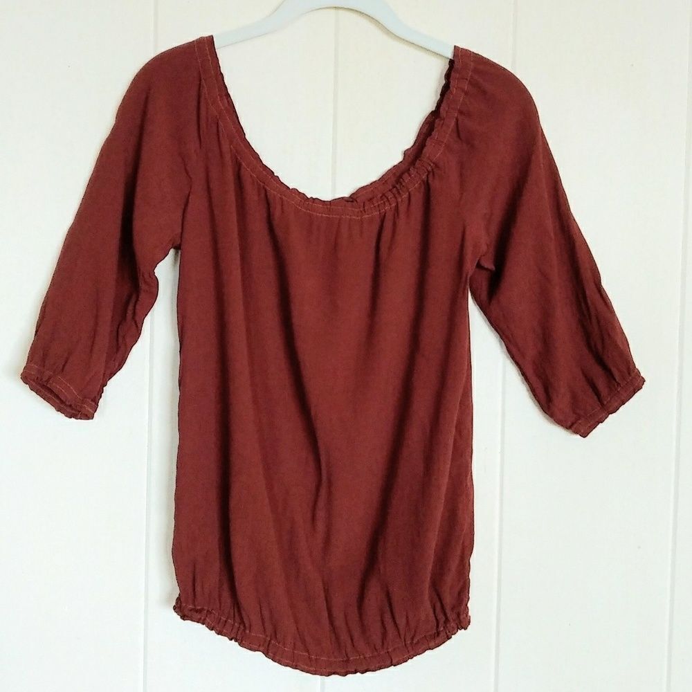 Monrow Crepe Off Shoulder Top in Sienna - Used 1x